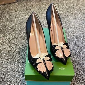 Kate Spade Laurie Black and Cream Butterfly Heels 7.5